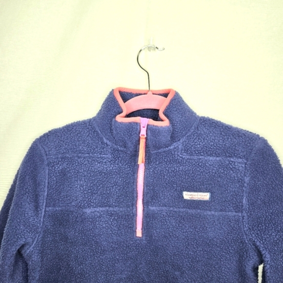 Vineyard Vines 3/4 zip Fleece Pullover. Blue With Red And Pink Trim. XXS - Picture 8 of 16